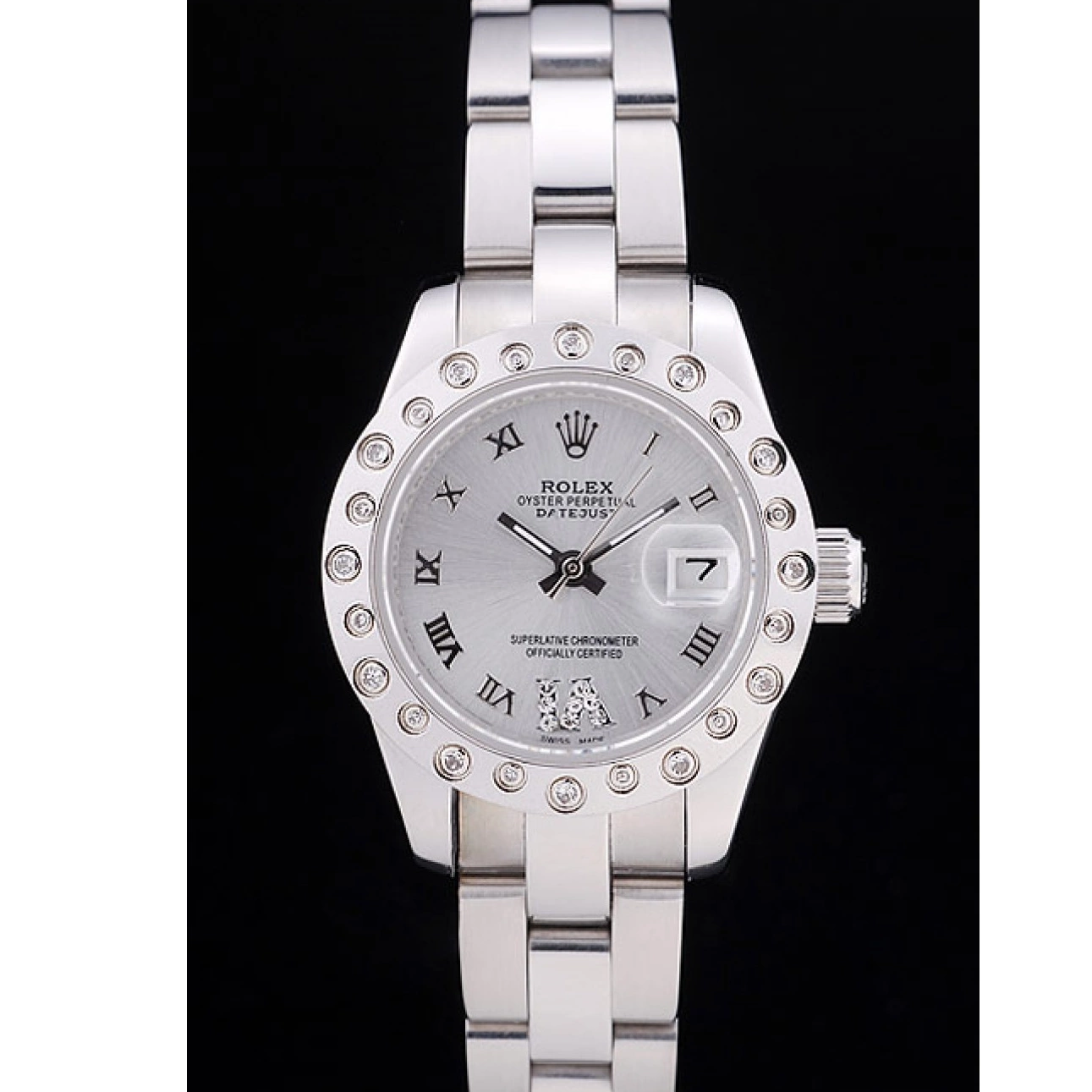 Good copy rolex watches Rolex 7474 Bezel Silver Dial Polished Diamonds Datejust Silver 0715